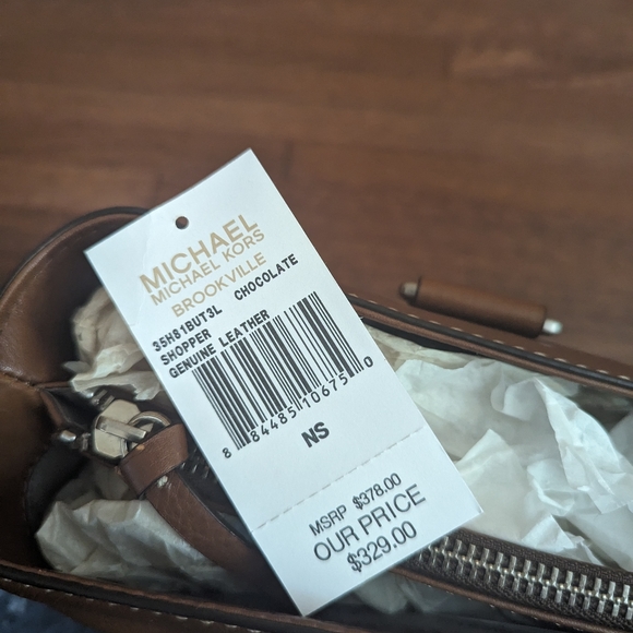 NWOT Michael Kors Brookville Black Leather Satchel Handbag Vintage - Picture 8 of 8